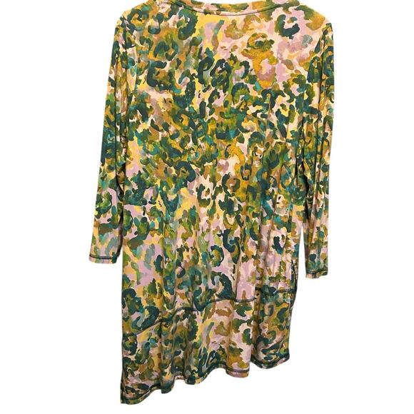 LOGO Women Tunic Top L Colorful Abstract‎ Whimsical Artsy Asymmetrical Hem Boho - Picture 3 of 11